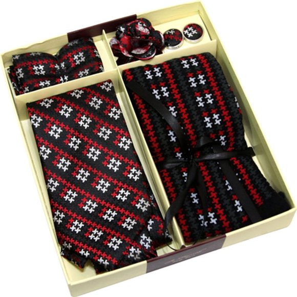 St. Patrick Red White Design Necktie & Sock 5 Set